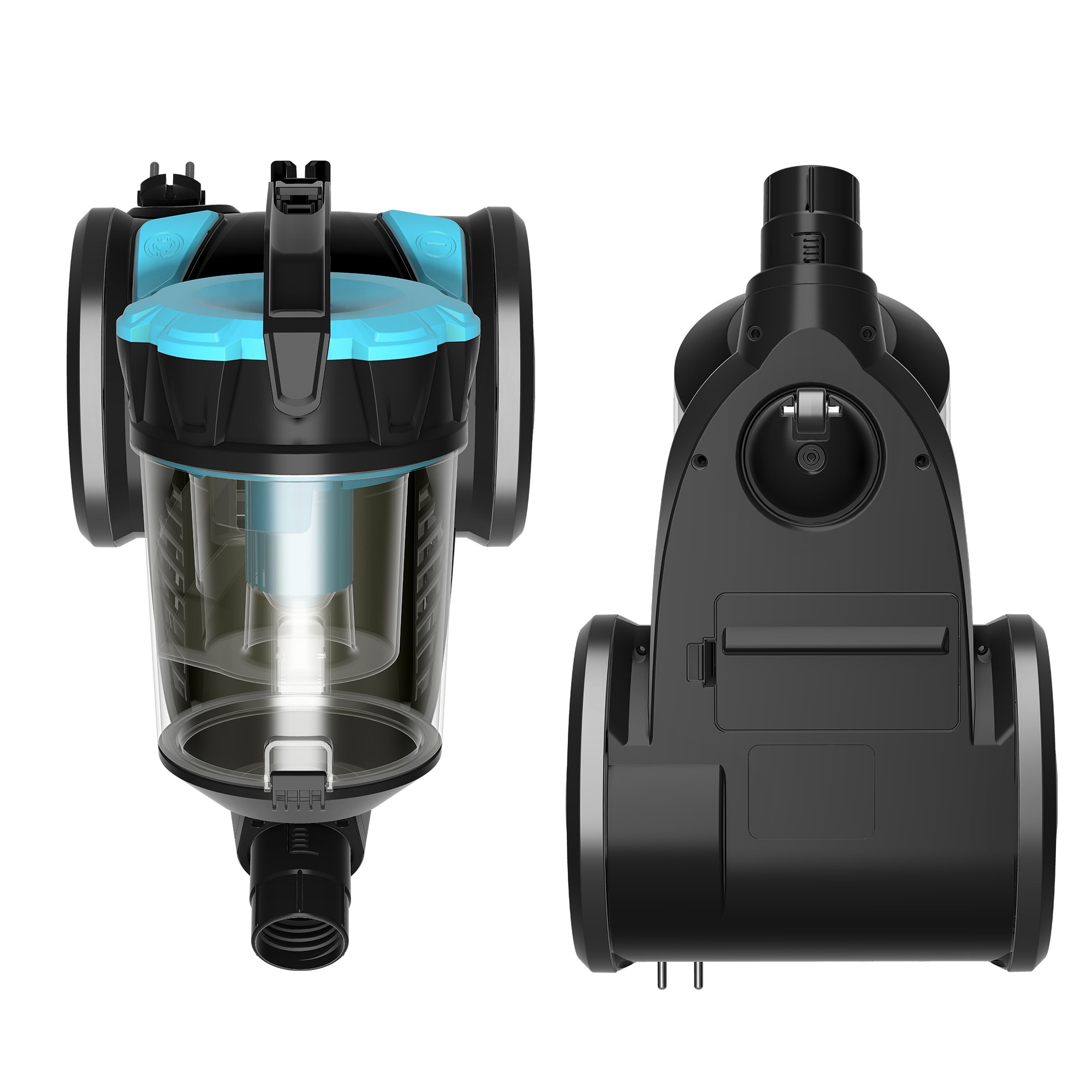 Aspirator fara sac TurboTronic TT-CV12, 800 W, recipient praf 2.5l, filtru de inalta eficienta, raza de operare 8m, negru/albastru