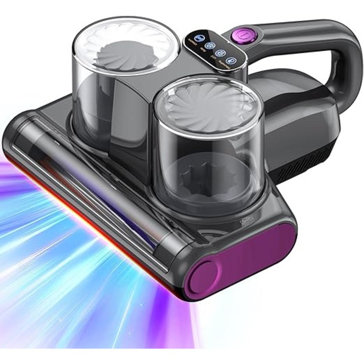 UV прахосмукачка против акари JPHYLL Mites, HEPA филтър, ергономична, предпазва дома/Спалня/Спално бельо/Възглавници/Диван/Матрак/Животинска козина и незабележим прах, Дишайте чист въздух, 500 W, сива