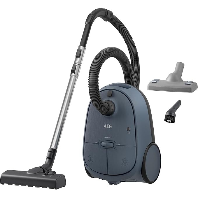 Aspirator cu sac AEG Clean 6000, putere mare de aspiratie, include duze suplimentare, 55% plastic reciclat, ideal pentru proprietari de animale, curatare tapiterii, raza de actiune 12 m, 850 W, albastru