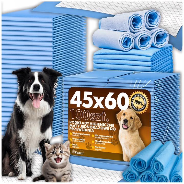 Set Protectii Higienice Caini 6 Straturi, Kanza, Absorbtie Ridicata, 60x60, 50 Bucati