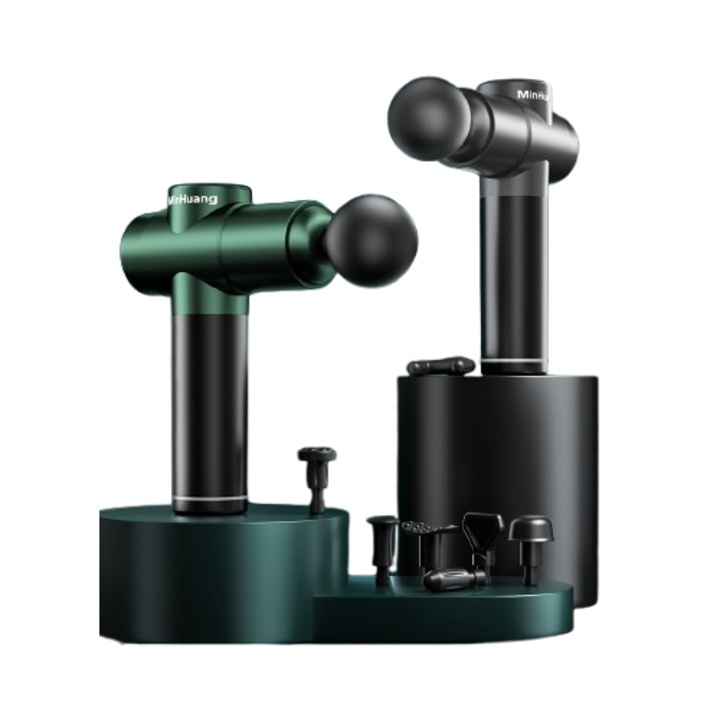 Многофункционален масажен пистолет, 8 глави, 99 скорости, черен, преносим