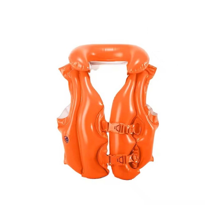 Vesta Gonflabila de Inot pentru Copii, Comando Home, Vinil, Mecanism Dublu de Inchidere, Varsta 3-6 ani, Greutate Maxima Suportata 30 kg, Portocaliu