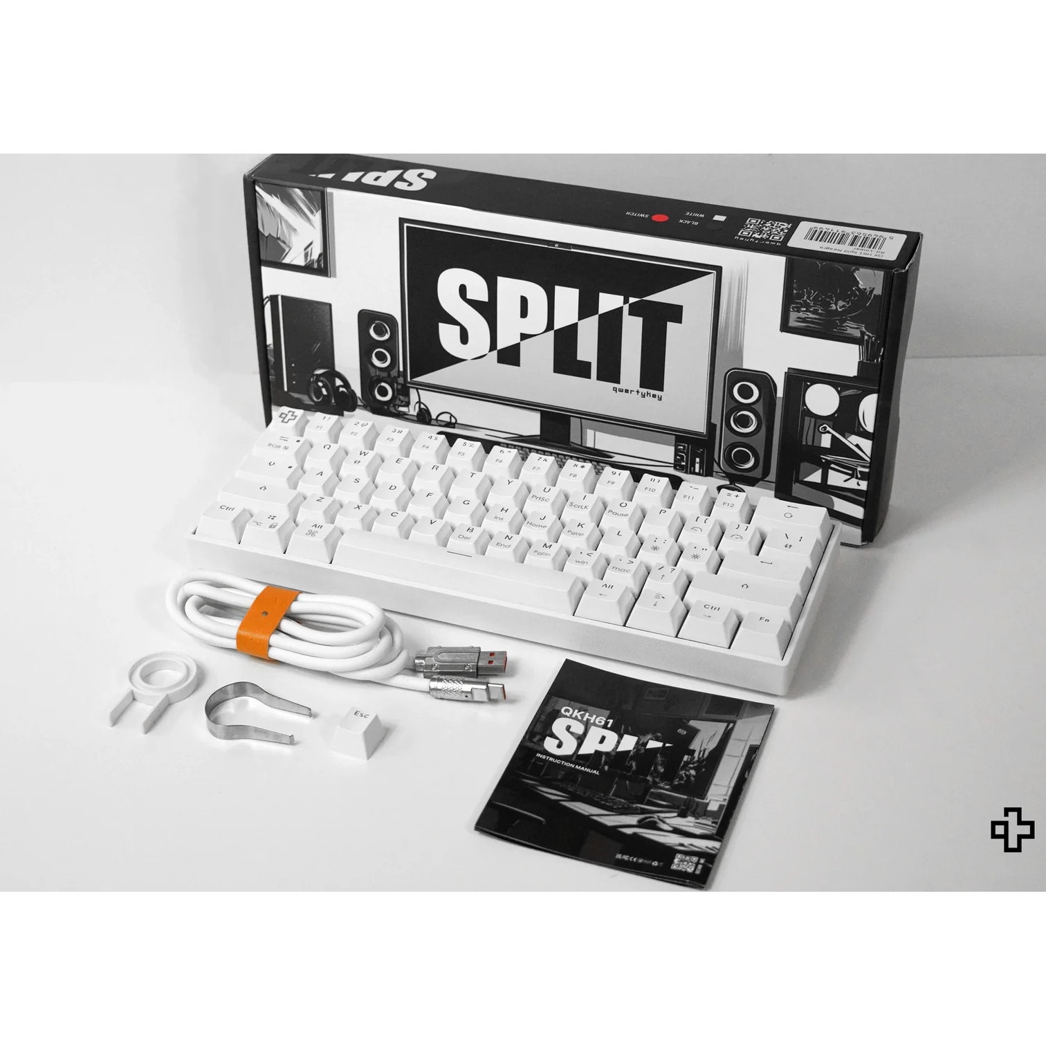 QwertyKey H61 Split Alba Hotswap RGB Tastatura Mecanica Gaming