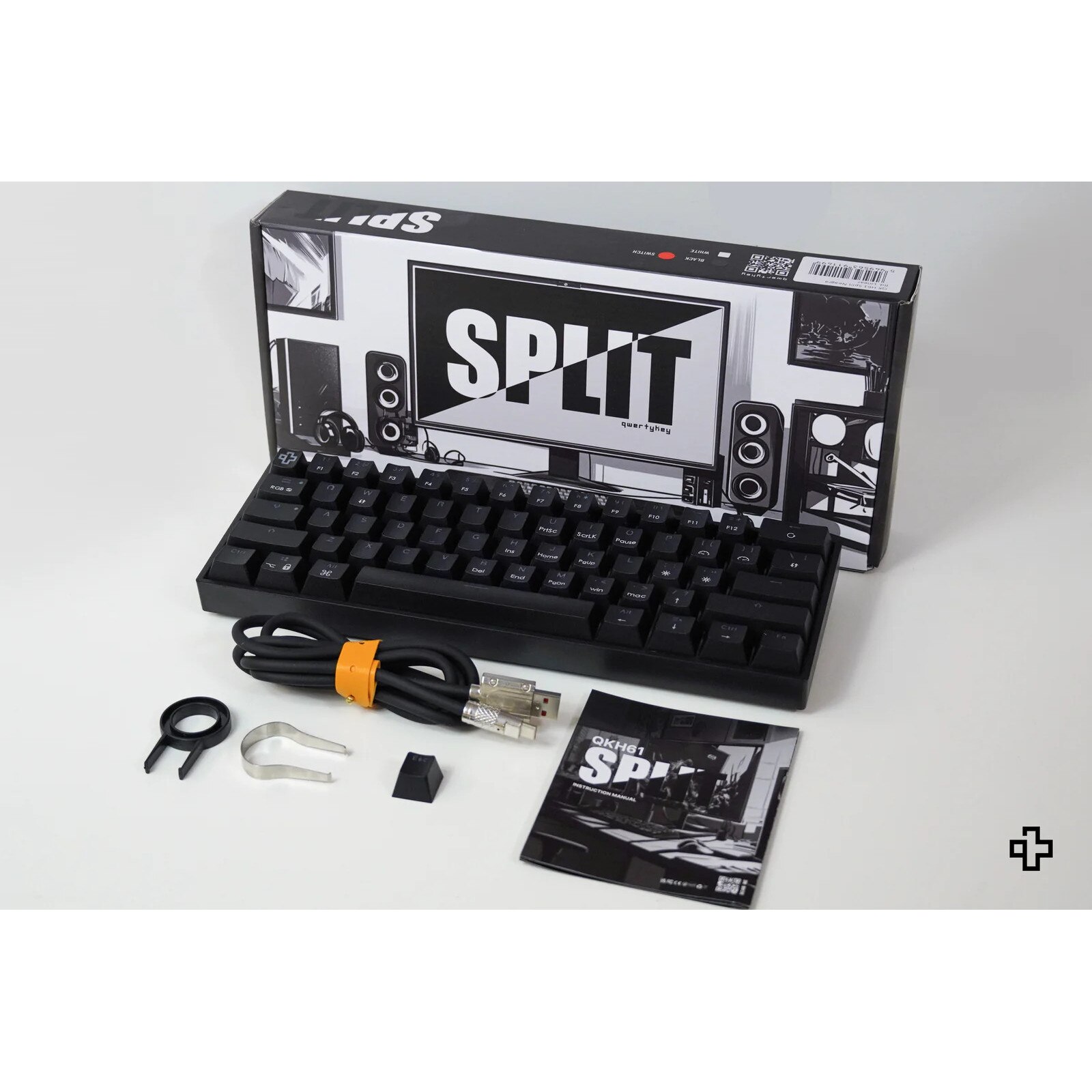 QwertyKey H61 Split Neagra Hotswap RGB Tastatura Mecanica Gaming