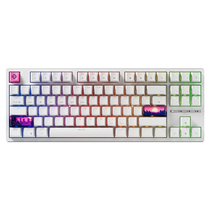 Tastatura Mecanica Gaming QwertyKey H87 V3 Alba Bluetooth Wireless Hotswap RGB Software Switch Liniar prelubrifiat