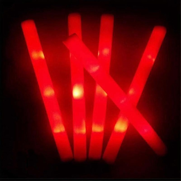 Комплект от 30 LED светещи пръчици, парти, червени, 40x4 см