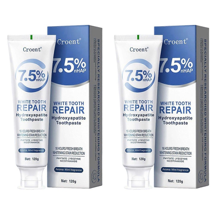 Fogkrém, 120g, 2 db-os készlet, fluoridmentes, érzékeny fogakra, hidroxiapatittal