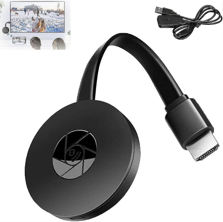 Vezeték nélküli kijelző adapter, 1080P, hordozható kialakítás, hosszított kábel, külső WiFi antenna