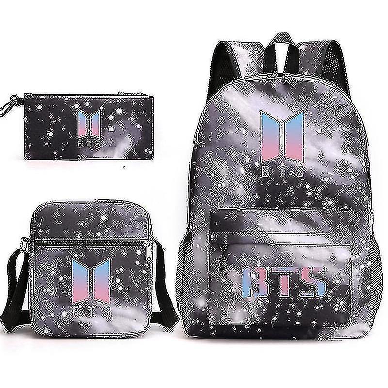 BTS, セット Ghiozdan BTS set 3 piese, unisex, negru, pentru scoala - eMAG.ro