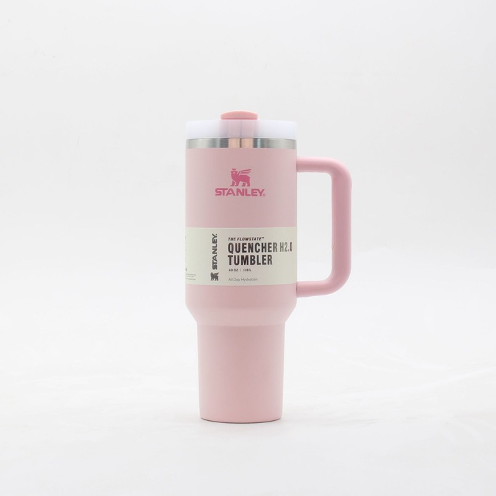 Stanley Quencher H2.0 rozsdamentes acélból készült szigetelt bögre, tartós, hatékony szigetelés, 40oz/1.18L, cseresznyevirág rózsaszínű