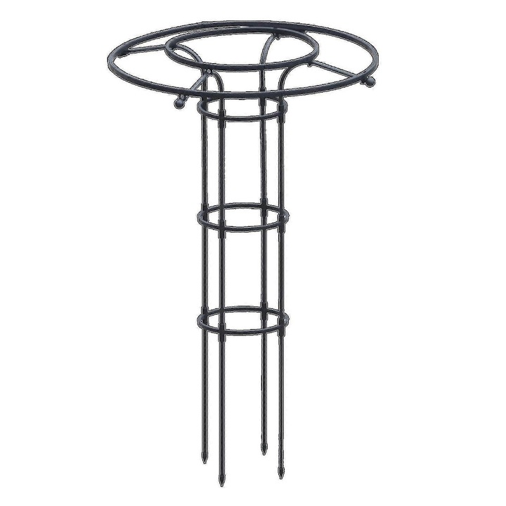 Set suporturi pentru plante, 6 bucati, design stivuitor, negru, 120 cm