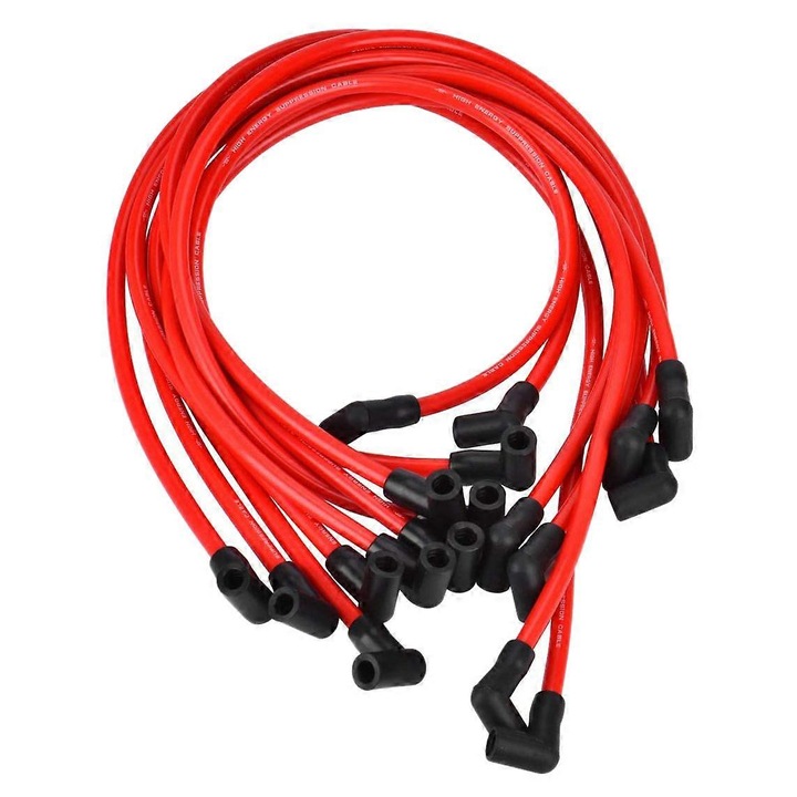 Set cabluri bujii performanta inalta 10.5mm, rosu + negru, pentru motoare V8