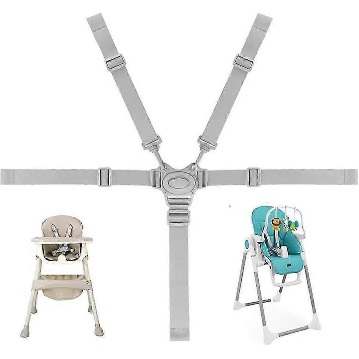 Ham de siguranta pentru scaun copii, ajustabil, 5 puncte, material durabil, pentru scaune de copii, carucioare, scaune auto