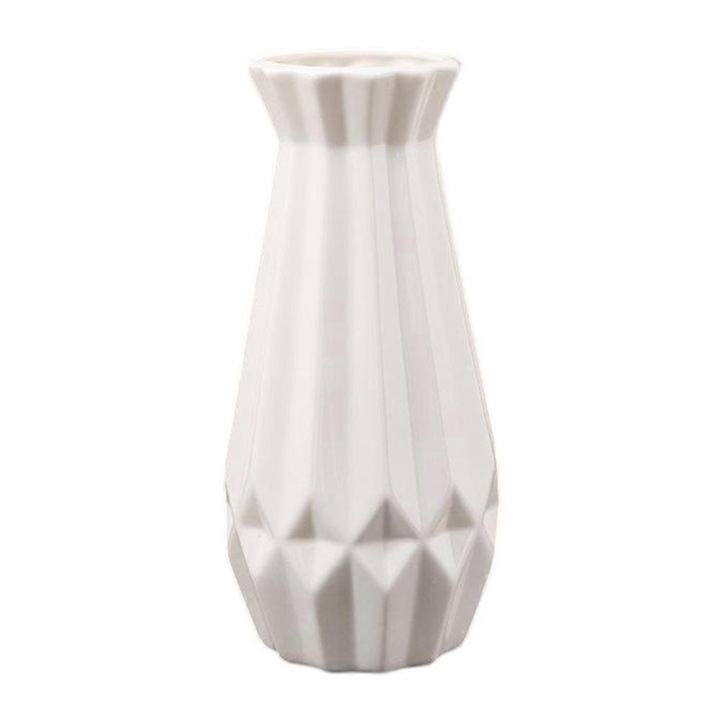 Vaza ceramica alba, stil minimalist european, 20.2cm, utilizare versatila