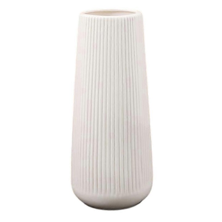 Vaza ceramica alba, stil minimalist european, 20.2cm, set 1 bucata