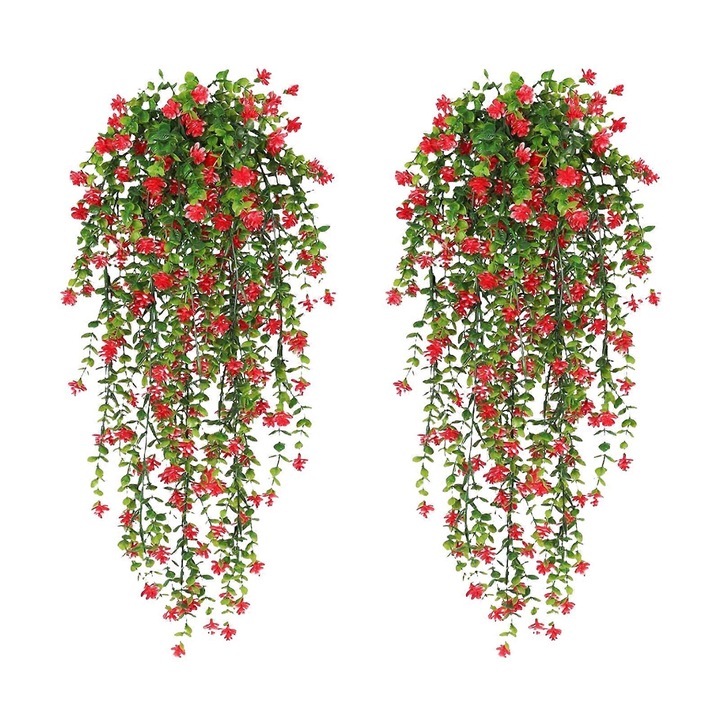 Vine artificiala, 2 bucati, rosie, 77cm, rezistenta la UV, decorare interioara/exterioara