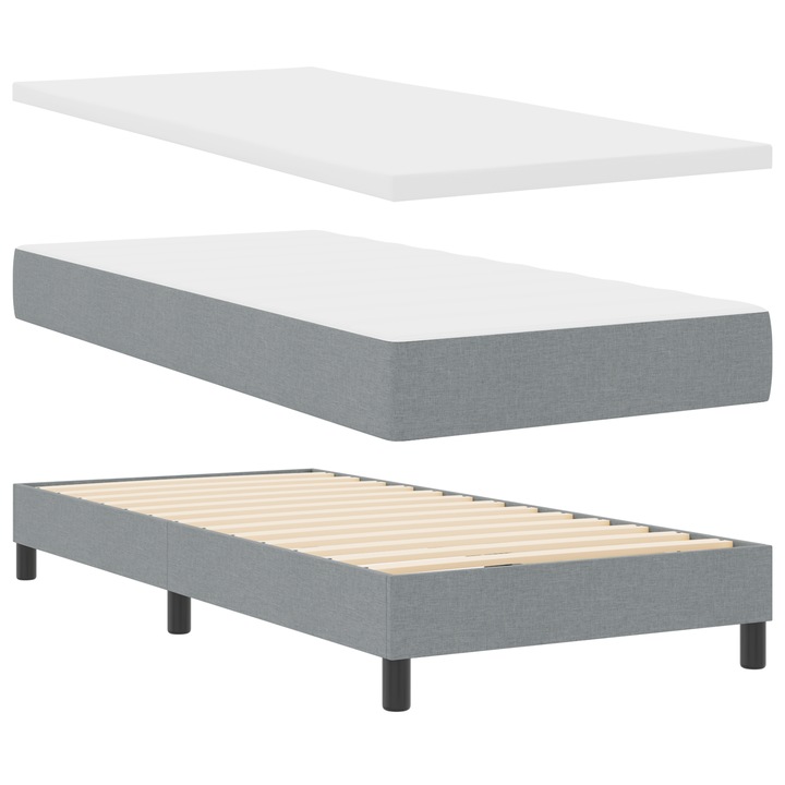 vidaXL Boxspring Ágy Matrac nélkül Világosszürke 90x190 cm Szövet 3339933