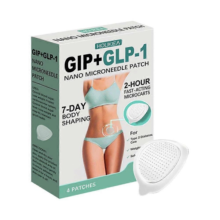 Set 4 plasturi microneedle pentru slabire, alb, 7x5x2cm