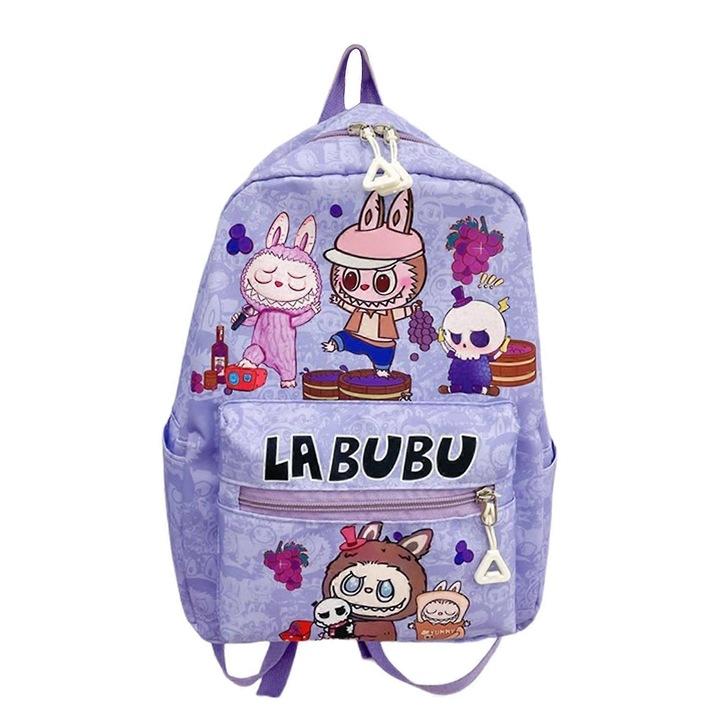 Rucsac scolar Labubu, multicolor, dimensiuni mari 25x32x12cm, dimensiuni mici 22x27x10cm, pentru copii