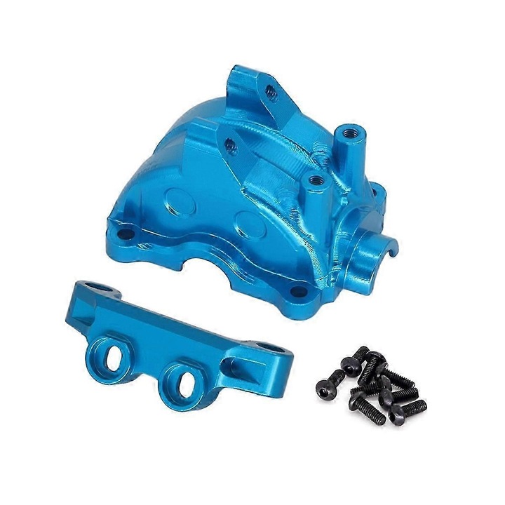 Kit suport fixare carcasa cutie viteze, fata-spate, aluminiu, albastru, RC 1/10