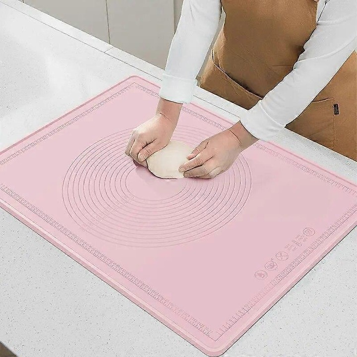Covoras pentru framantare, silicon, 60x85cm, roz