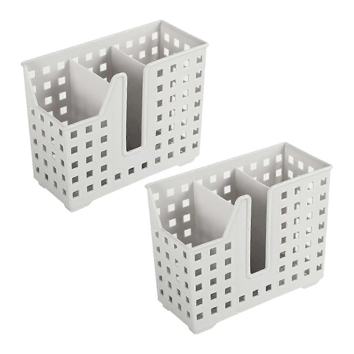 Set 2 cosuri pentru ustensile de spalat vase, gri deschis, 18x15cm