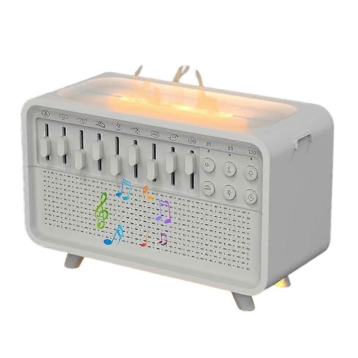 Umidificator, Lampa UV-C, Higrostat, Lumini Ambientale, Vapori, Aromaterapie, Zgomot Redus, LED Cu Control Tactil Inteligent, Telecomanda, 9L,Argint