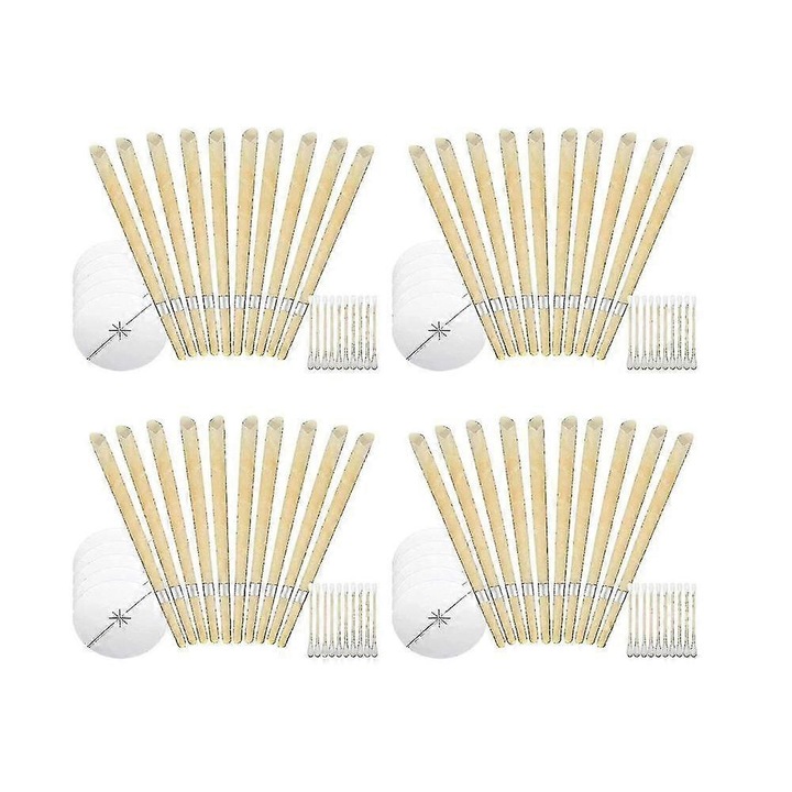 Set 40 lumanari din ceara de albine pentru curatarea urechilor, 24cm, ingrediente naturale, 20 palete, 40 betisoare de bumbac