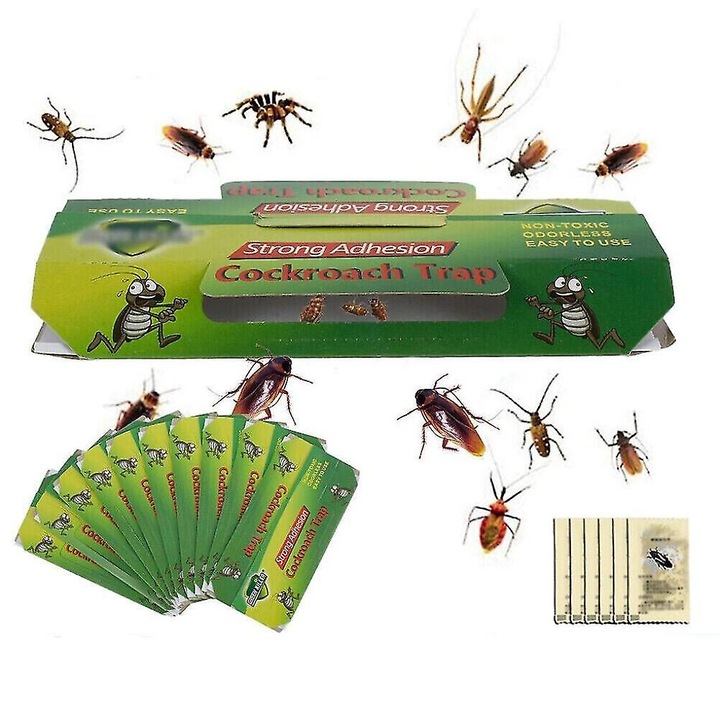 Capcana lipicioasa pentru gandaci, 22x19.3cm, non-toxic, cu atragator, set 1 bucata