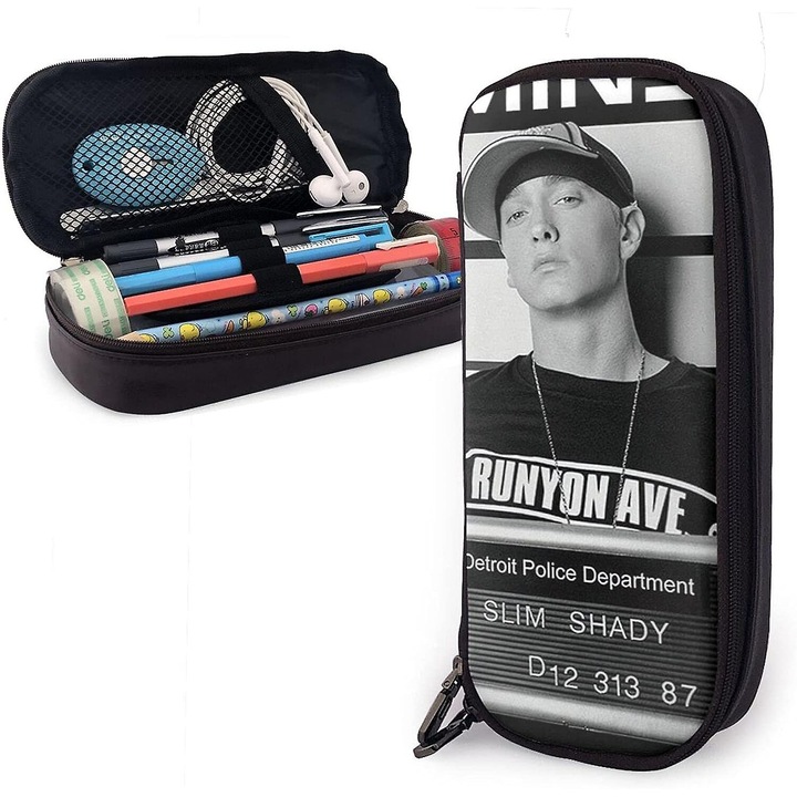 Penare, Eminem, design personalizat, 2 buzunare cu fermoar, multicolor, 20x10x5cm