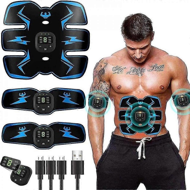 Electrostimulator abdominal, tonifiere, 6 moduri, negru, universal