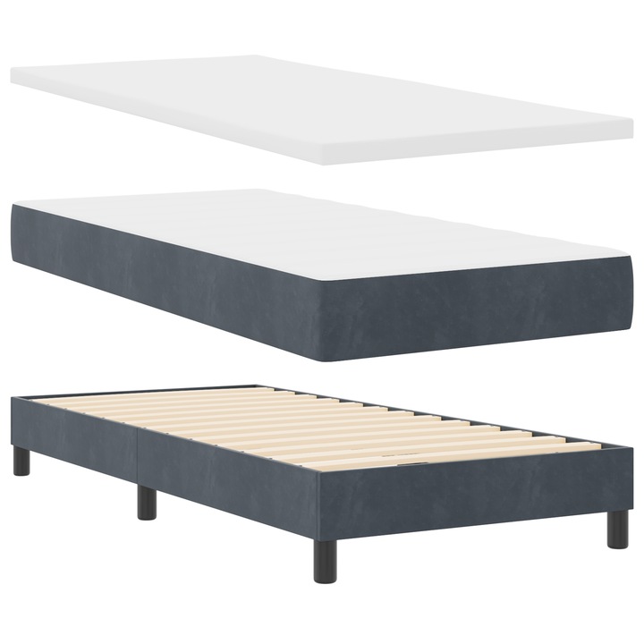vidaXL Boxspring Ágy Matracokkal Sötétszürke 90x200 cm Bársony 3341451