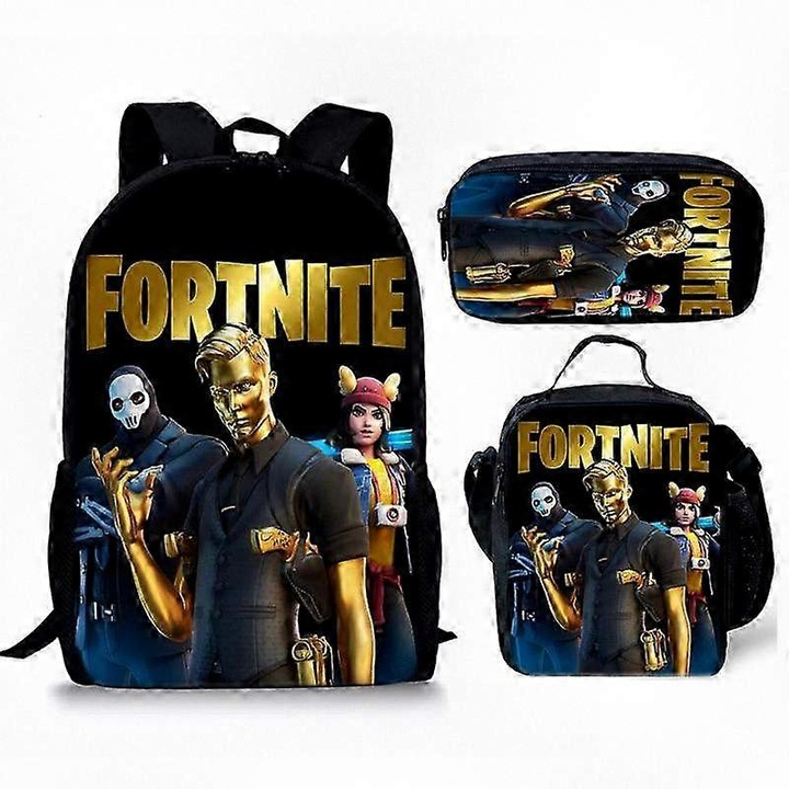 Set ghiozdan cu rucsac, geanta de pranz si penar, multicolor, dimensiuni variate