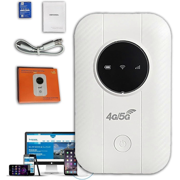 Router Wireless Portabil, 500 Mbps, conectivitate rapida, acoperire globala nelimitata, alb