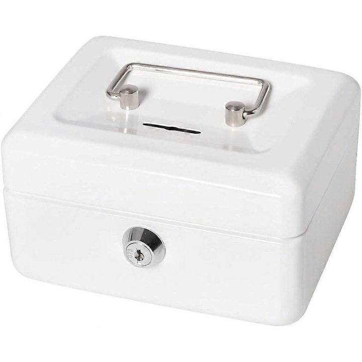 Pusculita, alb, 15x12x8cm, cu slot pentru monede, pentru copii si adulti