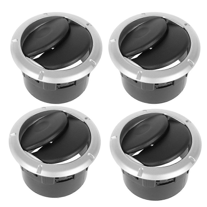 Set 4 capace grila ventilatie auto Dacia, negru/argintiu, plastic