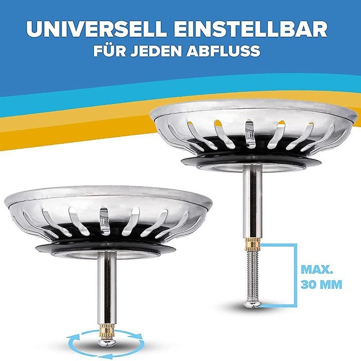 Placa de scurgere chiuveta, model cu bila, otel inoxidabil, 79mm, set de 1 buc.
