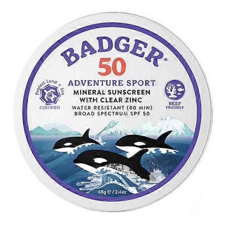 Crema de protectie solara minerala Badger Balm Spf 50, 2.4 Oz, protectie extrema, pentru aventuri in aer liber