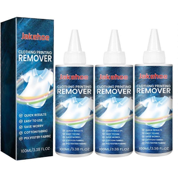 Комплект за премахване на отпечатъци от дрехи, Jakehoe, 100 мл, нежна формула, 3 части