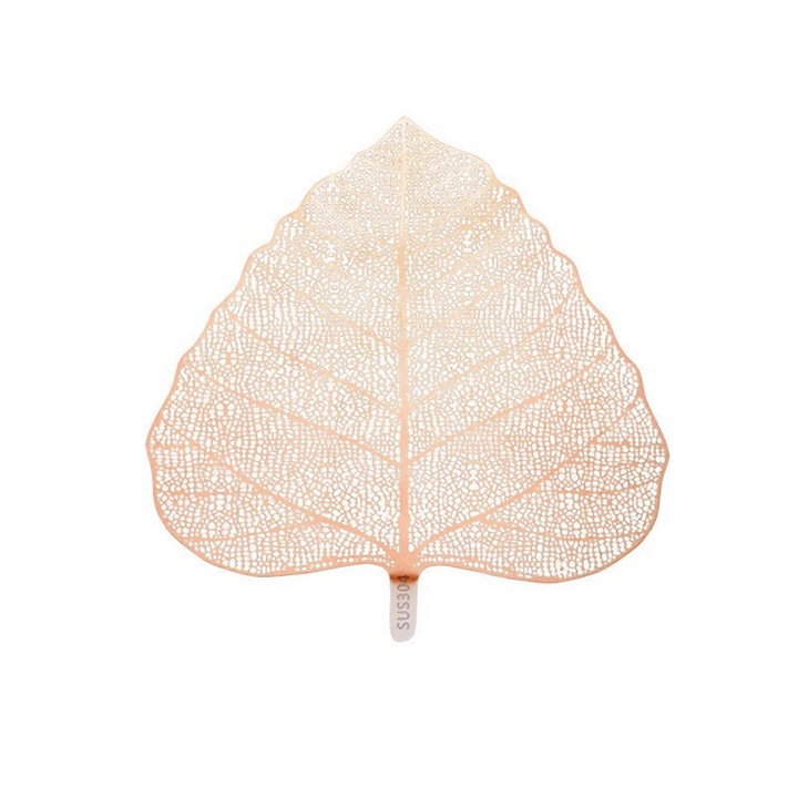 Sita de ceai din inox, forma frunza Bodhi, 10.4x11.6cm, set 1 buc, rose gold