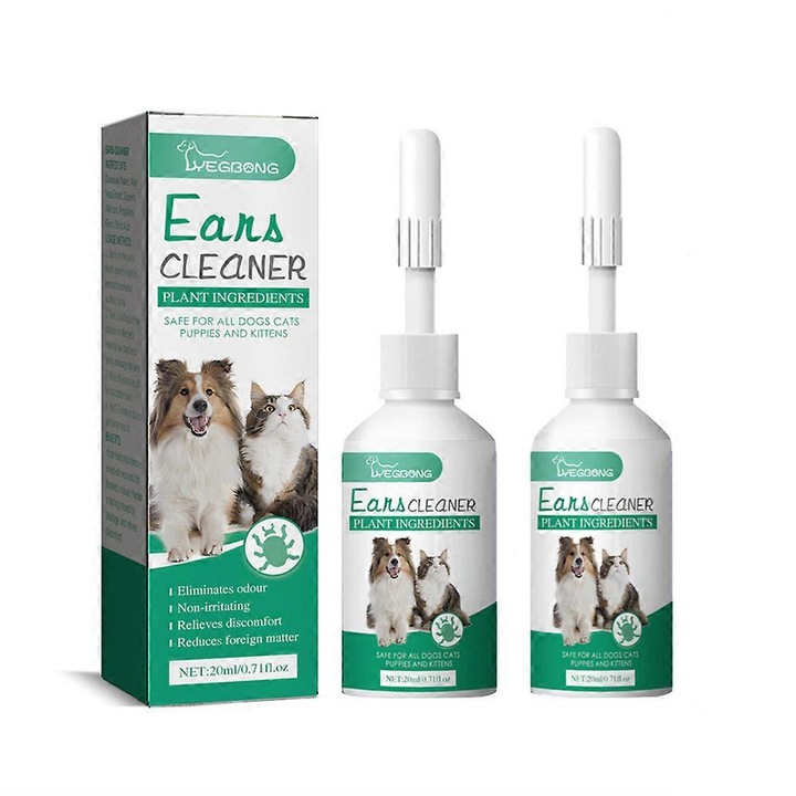 Solutie pentru curatarea urechilor pentru caini si pisici, 20ml, efect terapeutic rapid, 2.5x9.5cm