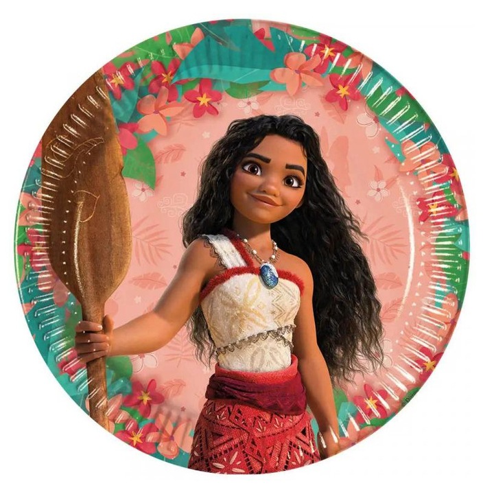 Procos 4972007 Disney Hercegnők Vaiana 2 papírtányér 8db-os szett 23cm