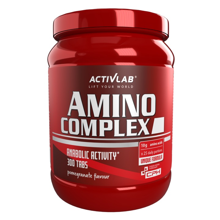 Activlab Amino Complex 300 tablete – Complex inovativ de aminoacizi esentiali si BCAA, hidrolizate din zer si proteine de pui, sprijina regenerarea si cresterea masei musculare, absortie rapida si toleranta pentru intoleranta la lactoza