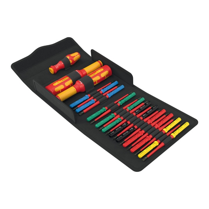 Trusa surubelnite dinamometrice Wera Kraftform Kompakt VDE Safe-Torque Speed Set 1 23 piese cu husa textila