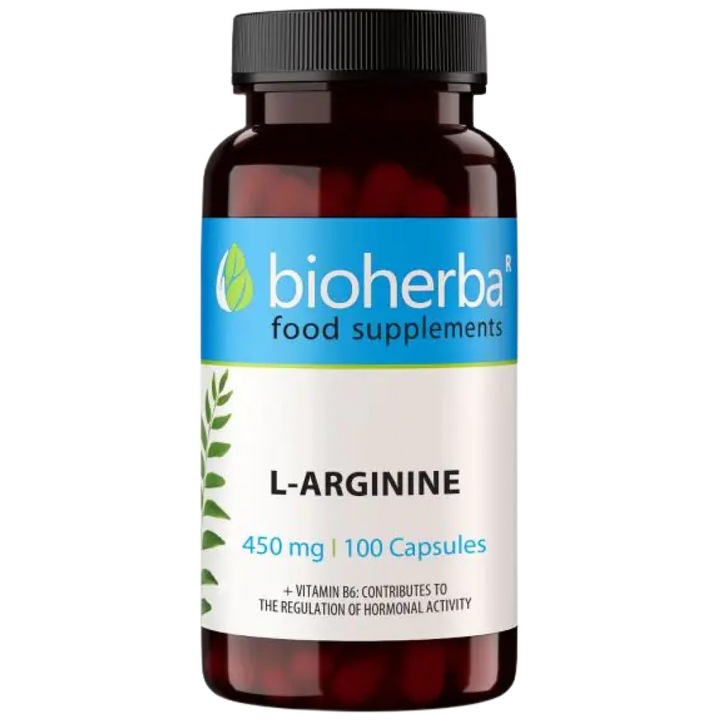 Хранителна добавка Bioherba L-Arginine 560 mg, 100 капсули