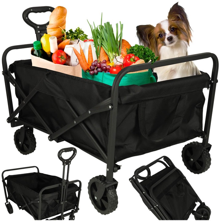 Пътна количка, сгъваема, за транспорт до плажа, къмпинг и екскурзии, размери на рамката 83x47x43 см, вместимост 100 л, максимално натоварване 100 кг