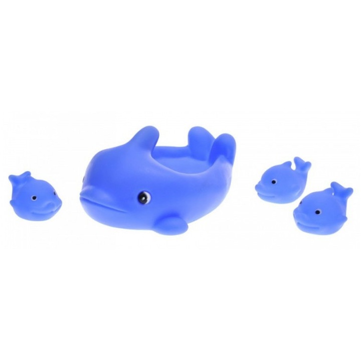 Gyerek fürdőszett, delfin mintás, 18x14x9cm, kék