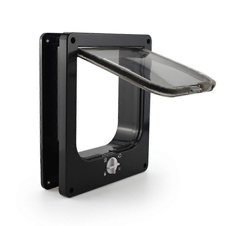 Вратичка за котки, 4 режима на заключване, XL, черна, комплект мебели и аксесоари за транспортиране на домашни любимци