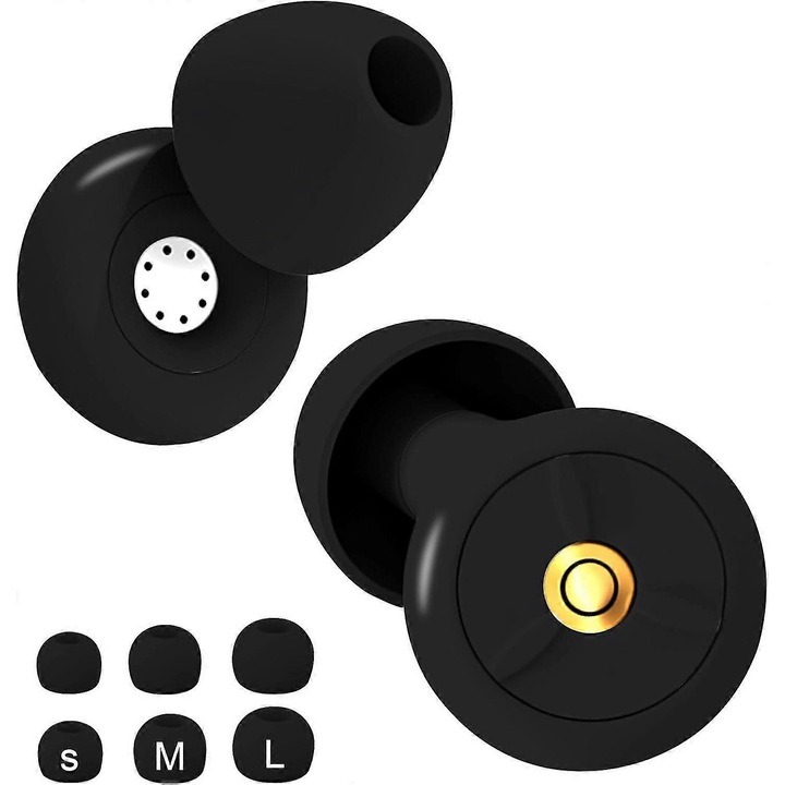 Casti pentru urechi, silicon moale, 28db, reutilizabile, negre