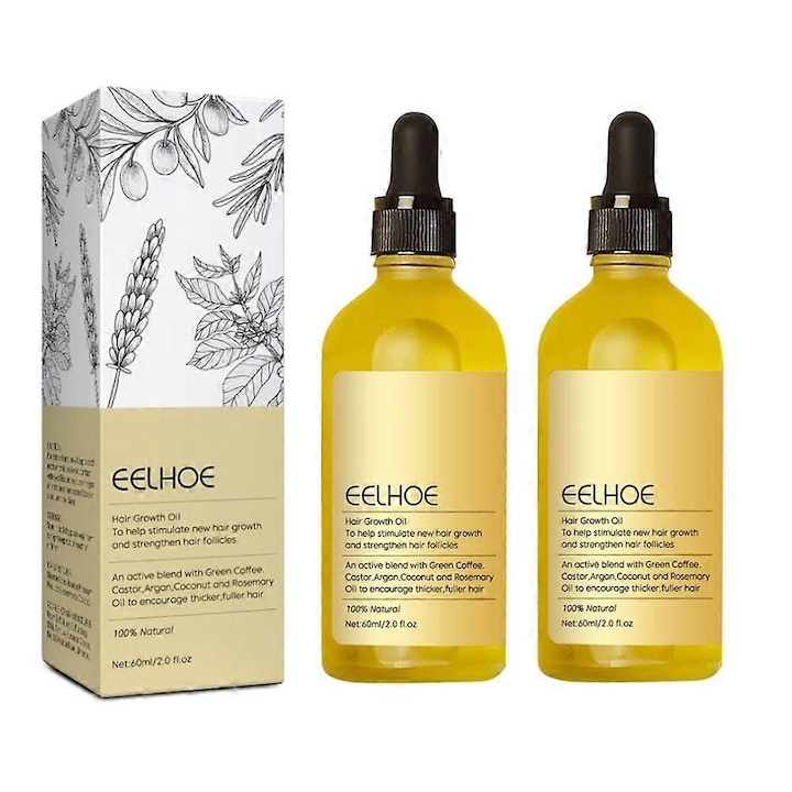 Set ulei tratament pentru cresterea parului, EELHOE, 2 bucati